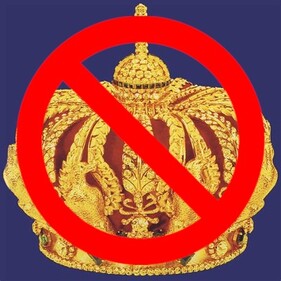 The symbol for no imposed over a crown